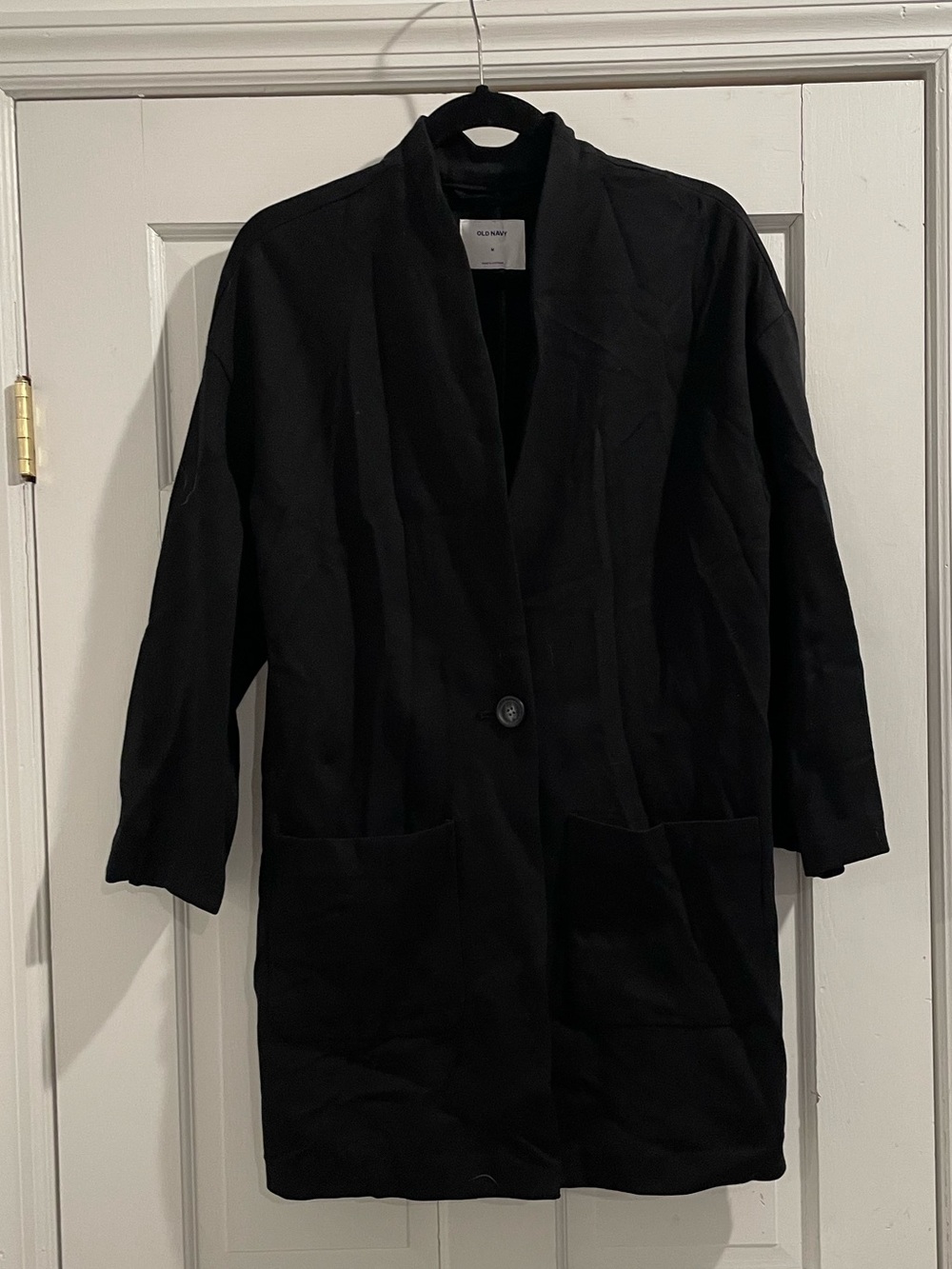 Old Navy Minimalist Black Single-Button Ponte Coatigan